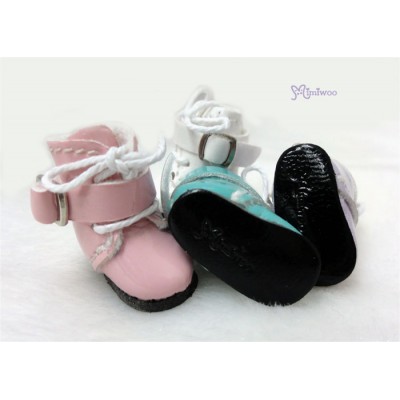 Middie B 2.2cm Doll Shoes Buckle Boots White SBB006WHE
